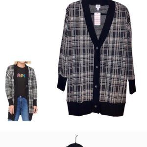 Black and white plaid button down cardigan size S